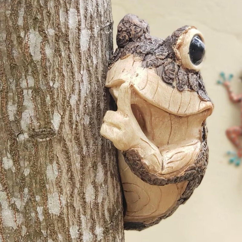Tree Sculpture Adorable Frog Tree peeker Yard Decoration Garden peeker Tree Hugger Outdoor Statues Sloth Hug Decorations Garden