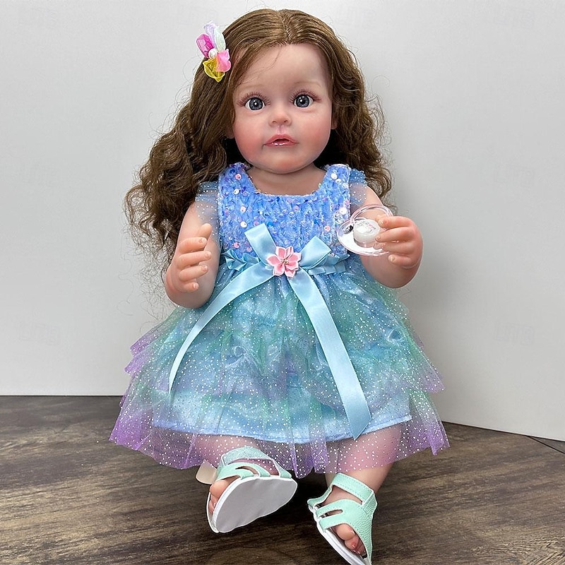 22 inch Reborn Doll Baby & Toddler Toy Reborn Toddler Doll Doll Reborn Baby Doll Baby Baby Girl Reborn Baby Doll Newborn lifelike Gift Hand Made Non Toxic Vinyl W-2189 with Clothes and Accessories4