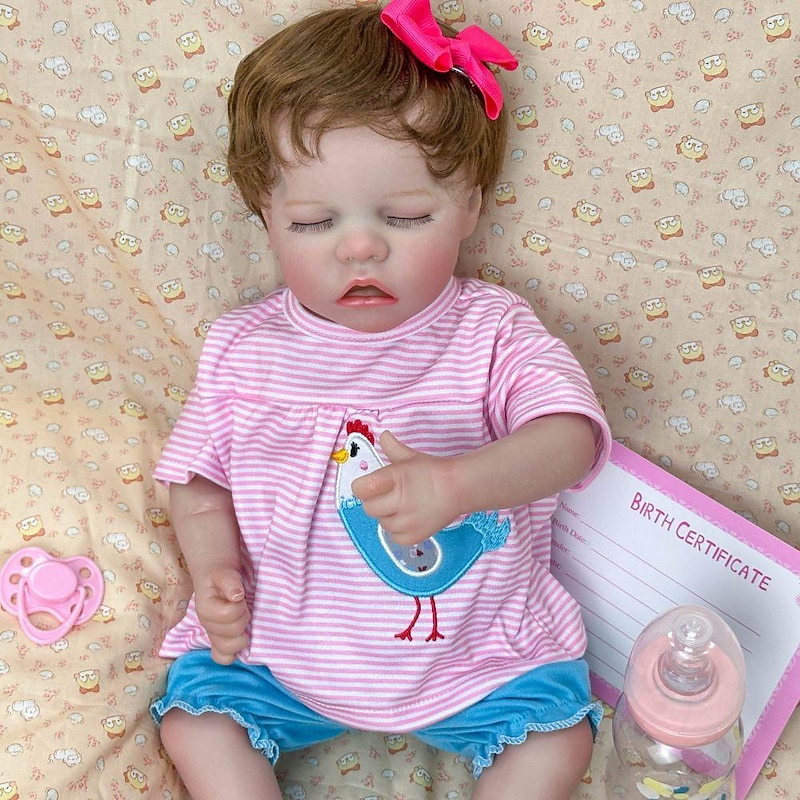 18 inch Reborn Doll Baby & Toddler Toy Reborn Toddler Doll Doll Reborn Baby Doll Baby Baby Girl Reborn Baby Doll Twins A Newborn lifelike Gift Hand Made Non Toxic Vinyl W-031733 with Clothes and