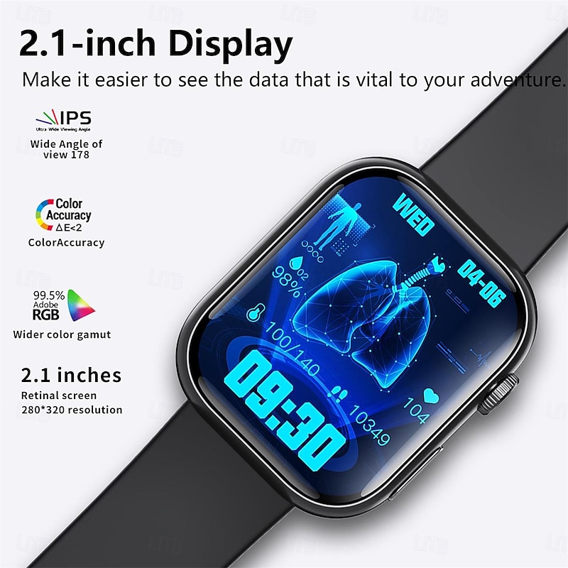 F100 Smart Watch Bluetooth Call 2.1inch Large Screen ECG HRV 24 Hrs Heart Rate Health Monitor SOS Men Women Smartwatch4