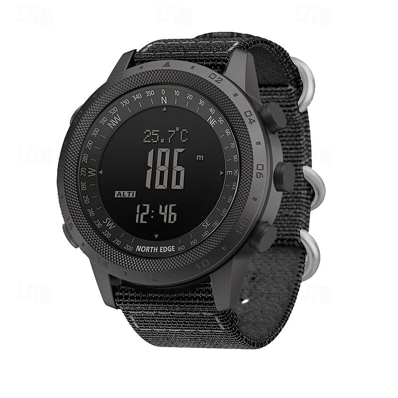 NORTH EDGE Men Digital Watch Outdoor Sports Tactical Casual Compass Altimeter Luminous Stopwatch Silicone Nylon Strap Watch4