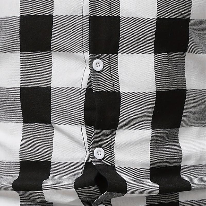 Men's Shirt Dress Shirt Button Up Shirt Plaid Wedding Party White Short Sleeve Lapel Summer Clothing Apparel4