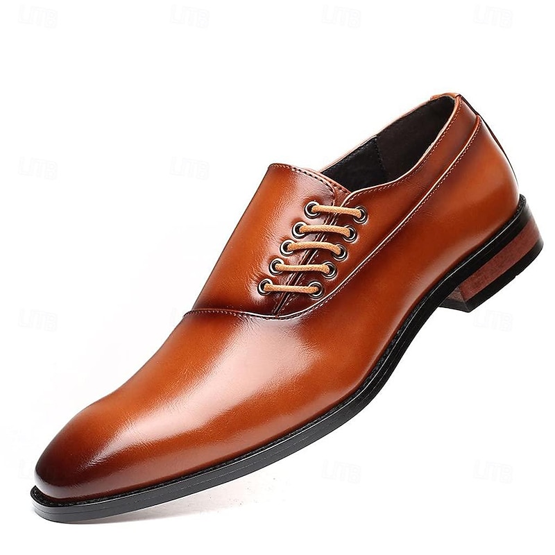 Men's Classic Brown Leather Dress Shoes - Ideal for Formal Events and Business Meetings4