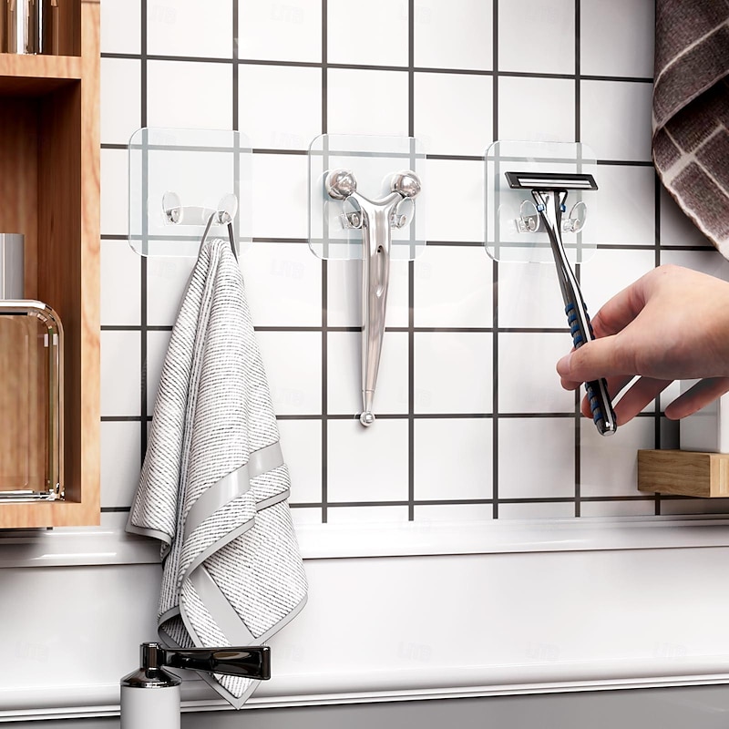 Adhesive Hook -30 Pieces With Adhesive Tape - No Damage No Tools Required No Holes Waterproof And Oil Resistant Very Suitable For Bathroom Kitchen And Home Decoration3