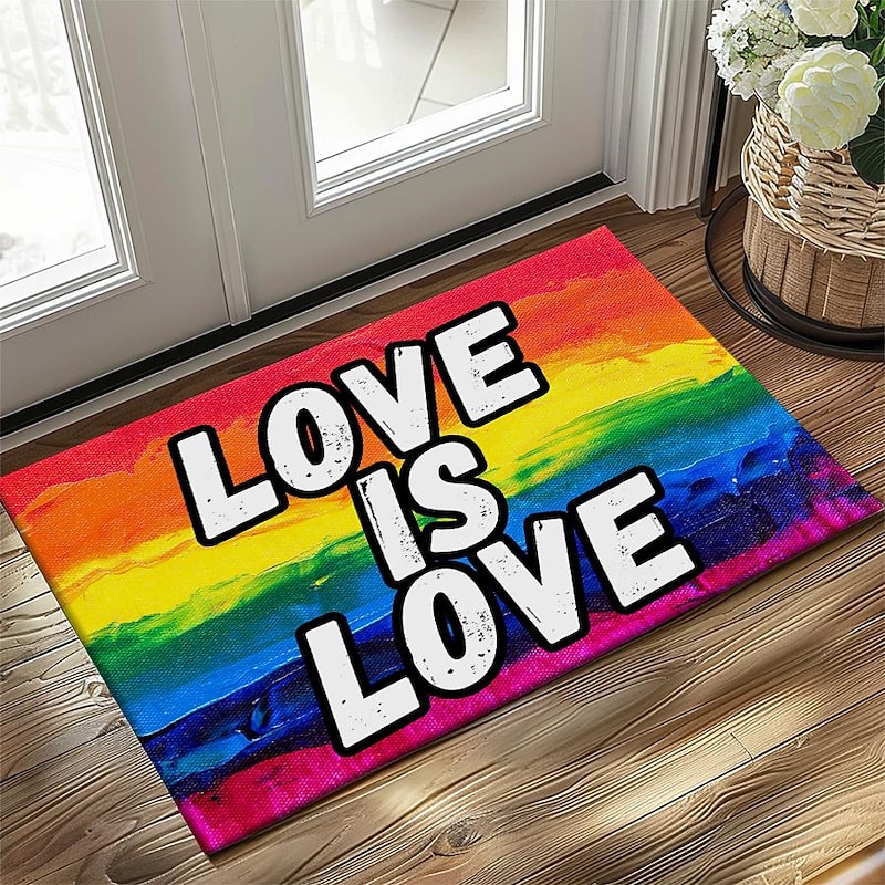 June Pride Month Gay Pride Month LGBTQ LGBT Rainbow Doormat Non-Slip Oil Proof Rug Indoor Outdoor Mat Bedroom Decor Bathroom Mat Entrance Rug