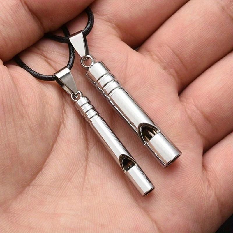 Vintage Titanium-Coated Stainless Steel Whistle Handcrafted Zinc Alloy Referee Survival Whistle Keychain Pendant - Essential Outdoor Gear