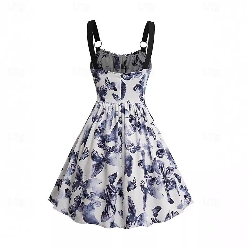 Retro Vintage 1950s Rockabilly Swing Dress Flare Dress Butterfly A-Line Fancy Dress Women's Masquerade Tea Party Casual Daily Bachelorette Party Adults Dress Homecoming Dresses3