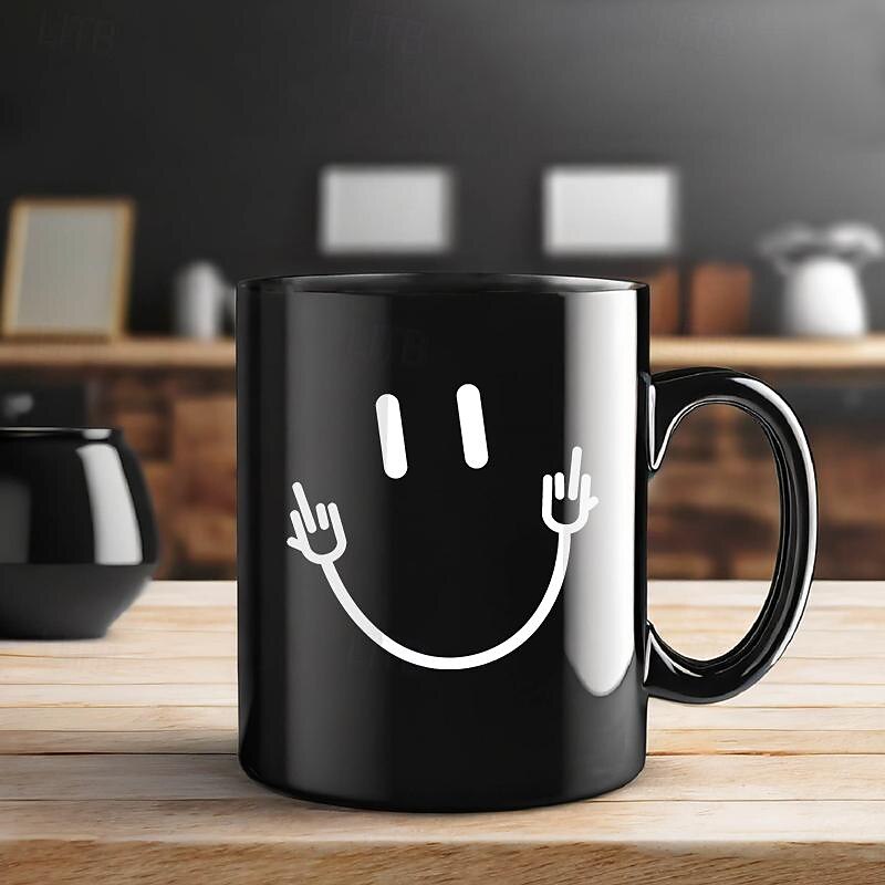 Smile Face Middle Finger Sarcasm Meme Funny Coffee Mugs Uniqo Gift For Friends3