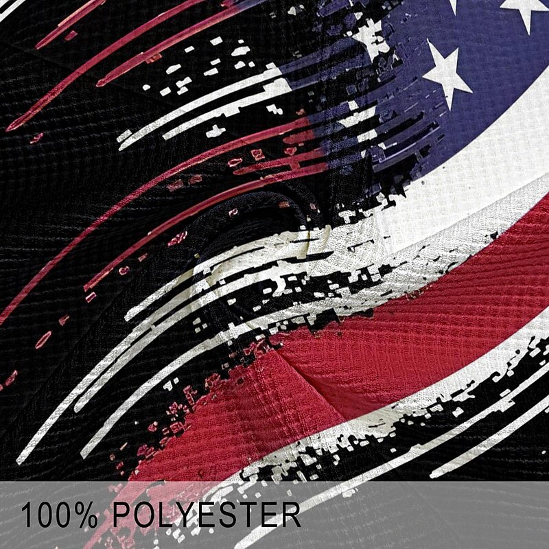 American Independence Day Men's American Flag Veterans Golf Shirt Short Sleeve Polo Shirts Collared Shirts Casual Streetwear Vacation Wear Party Outfits Buttons 3D Print Summer Spring Black3