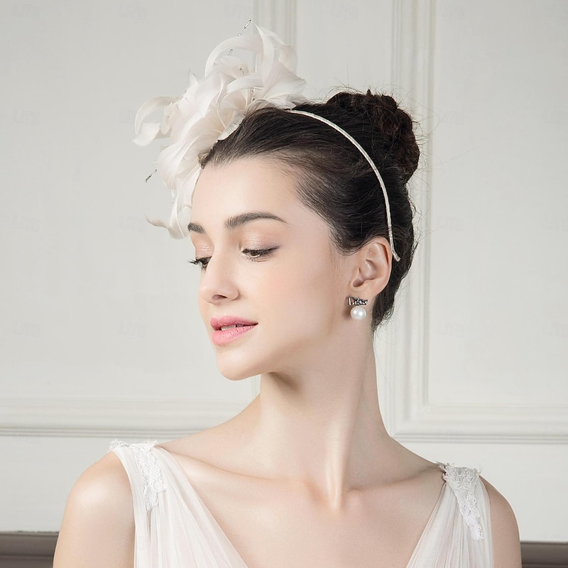 Headbands Fascinators Headwear Feathers Floppy Hat Top Hat Wedding Tea Party Elegant Wedding With Bowknot Headpiece Headwear3