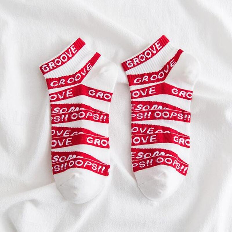 5 Pairs Women's Ankle Socks Low Cut Socks Work Daily Cotton Casual Vintage Retro Cute Socks4