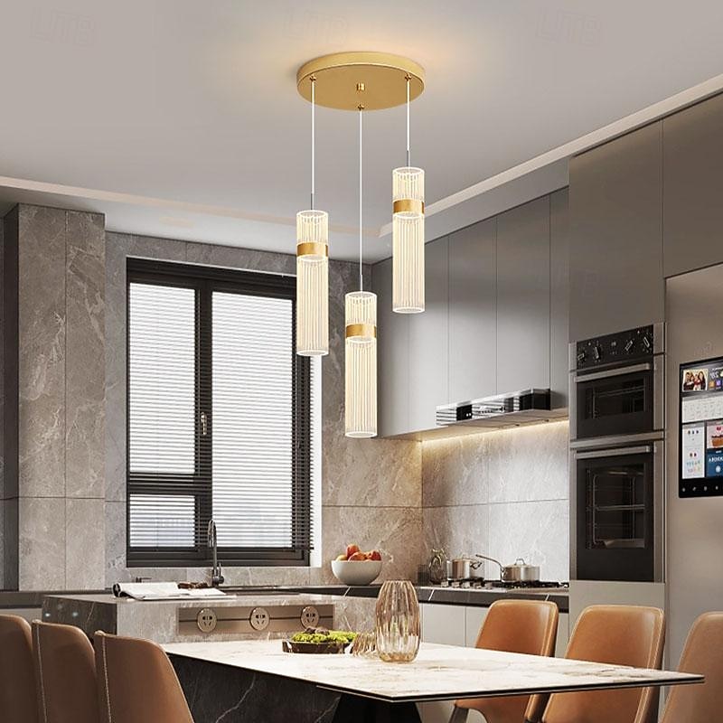 3-Light 5-Light 28 cm Single Design Island Design Pendant Light Acrylic Acrylic Electroplated Painted Finishes Modern Nordic Style 85-265V3