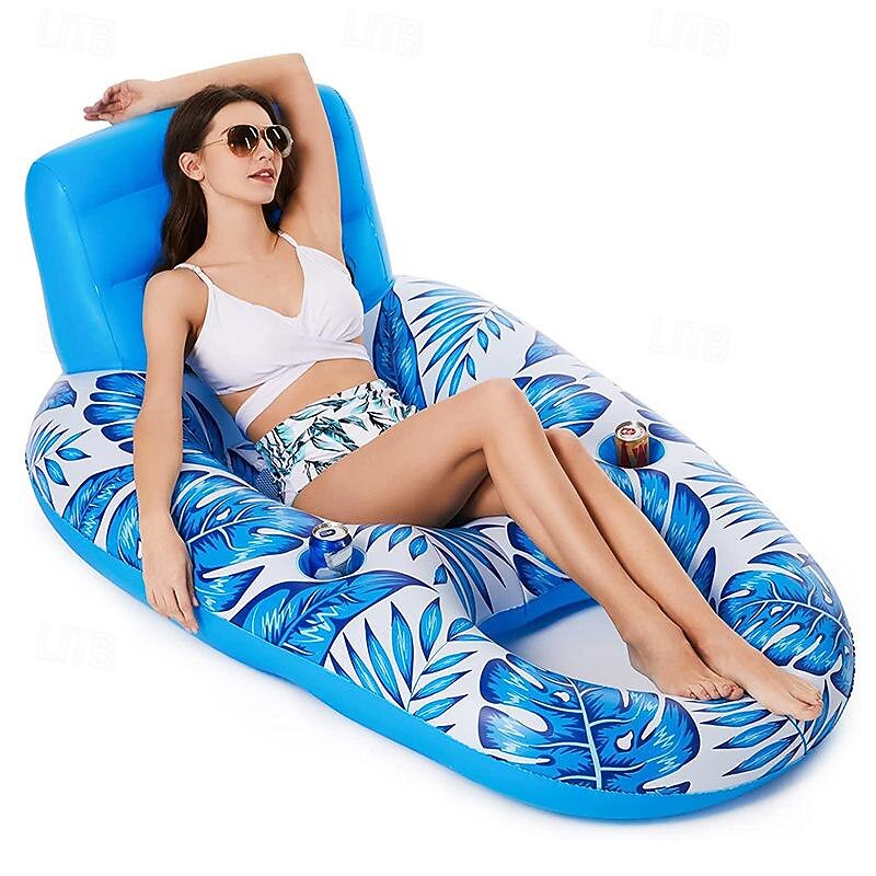 New Inflatable Floating Drainage Upper Leisure Inflatable Floating Bed Leaf Inflatable Net Floating Row With Backrest Inflatable Hammock3
