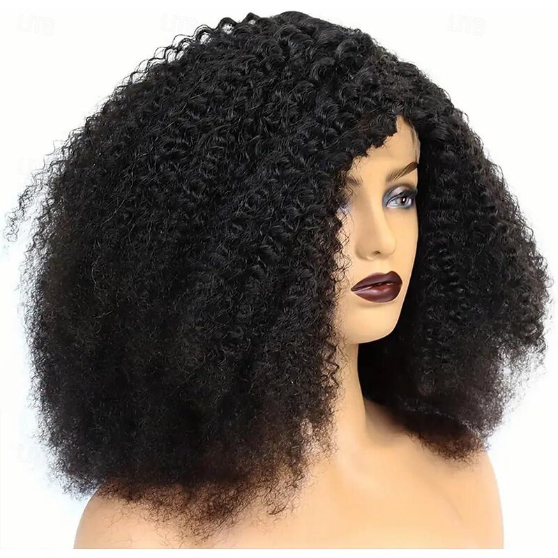 Human Hair Wig Short Long Medium Length Afro Curly Afro Kinky Curly With Bangs Black Natural Color Natural Black Best Quality Thick Natural Hairline Machine Made Capless Brazilian Hair Women's All2