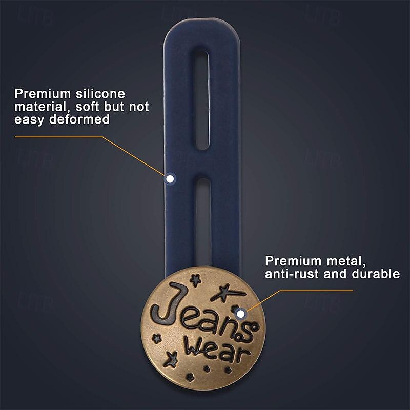 6 PCS Pants Extender Button Luxiv Waistband Extender Buttons for Men and Women Jeans Waist Extender Metal Buttons No Sew Button for Extender Jeans Pants Collar4