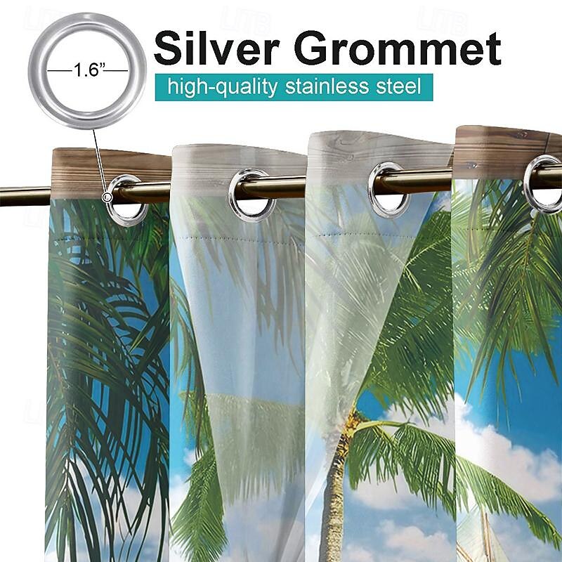 Outdoor Curtain for Patio Waterproof, Home Decor Thermal Insulated Grommet Top Blackout Indoor Outdoor Vertical Blind/Drape for Gazebo, Front Porch, Pergola4