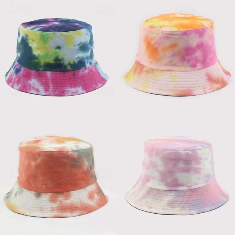 Batik Tie Dye Hat Pure Cotton White Fisherman Hat Baseball Hat Hand-Painted Graffiti White Embryo3