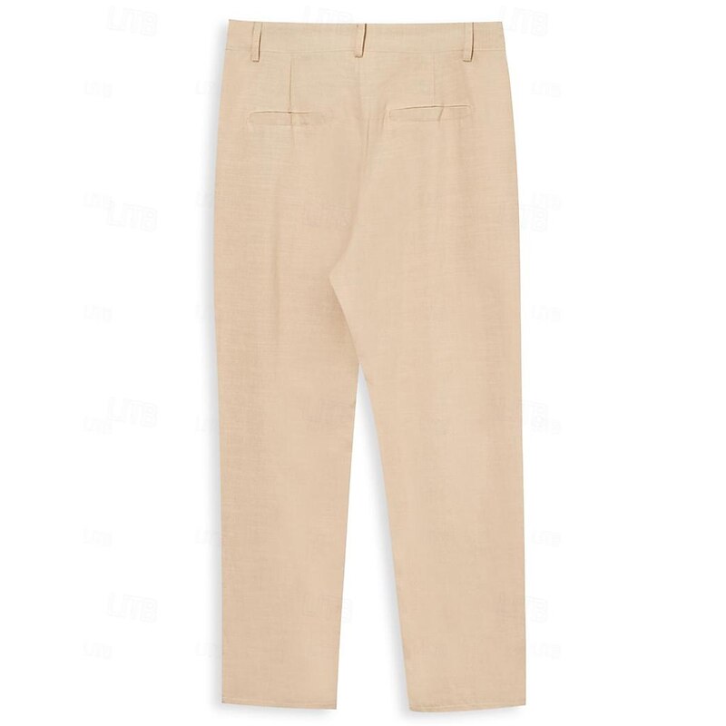 Men's Linen Pants Trousers Summer Pants Beach Pants Front Pocket Straight Leg Plain Comfort Breathable Casual Daily Holiday Fashion Basic White Sky Blue4