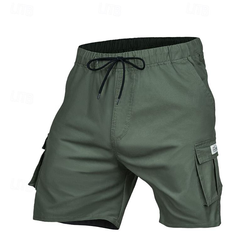 Men's Tactical Shorts Cargo Shorts Camping Shorts Hiking Shorts Elastic Waist Multi Pocket Straight Leg Plain Moisture Wicking Wearable Knee Length Outdoor Casual Daily Fashion Streetwear Black Green