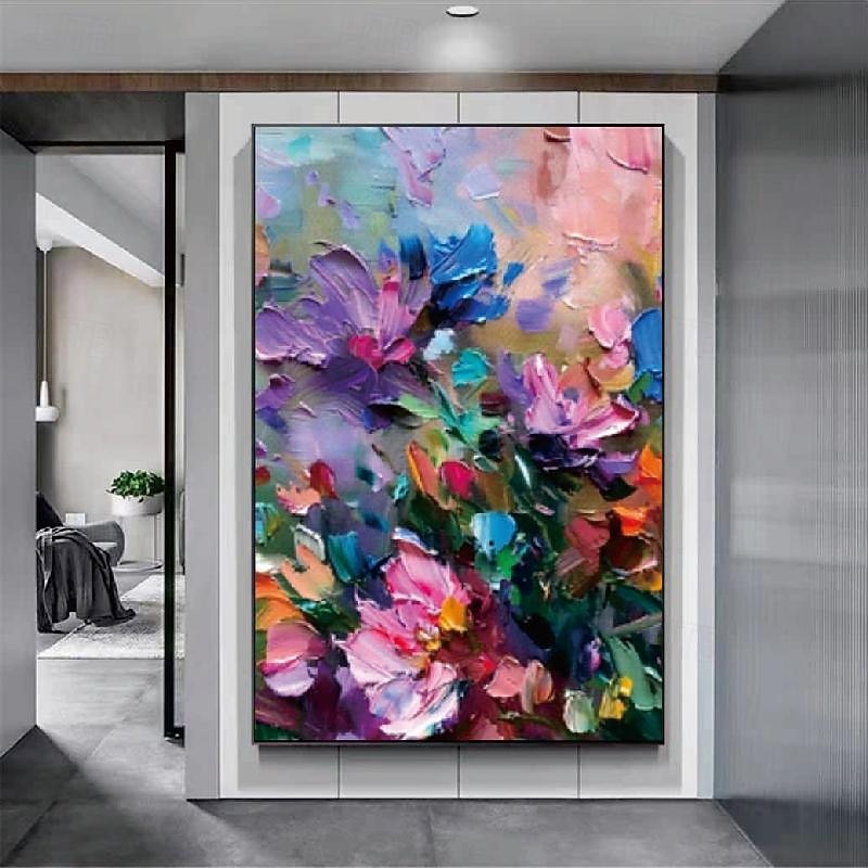 3D Thick Landscape Painting Art Hand Painted Knife Landscape Oil Painting Canvas Wall Art Abstract Flower painting Art for Living Room bedroom hotel wall decoration