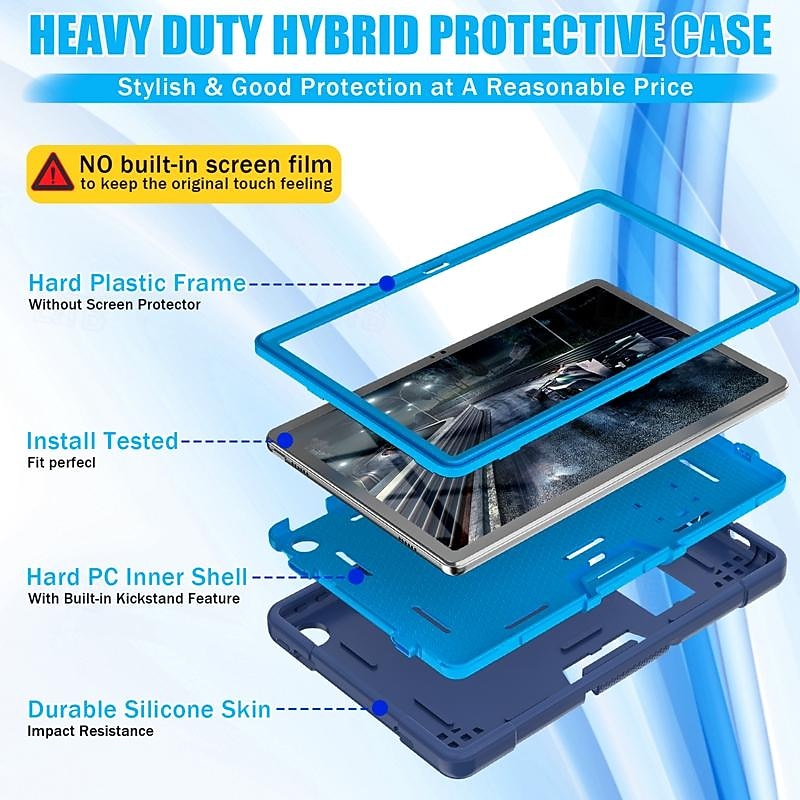 Tablet Case Cover For Lenovo M9 HD TB-310FU M8 4th Gen TB300FU M10 Plus 3rd Gen 10.6" TB-125/128 Handle with Adjustable Kickstand Shockproof PC Silicone4