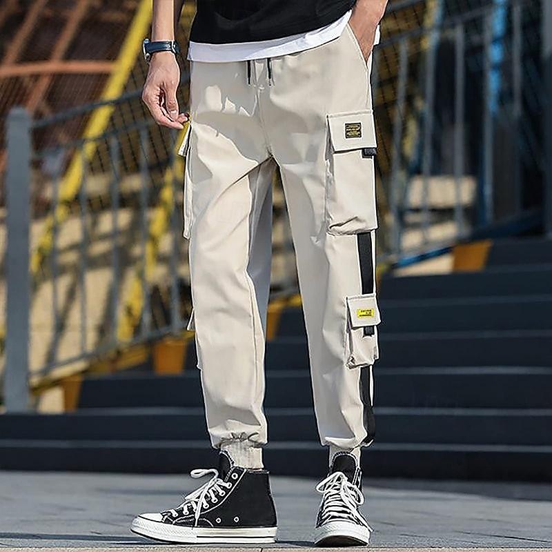 Men's Cargo Pants Cargo Trousers Joggers Trousers Harem Pants Drawstring Elastic Waist Leg Drawstring Plain Full Length Casual Daily Streetwear Hip Hop Black Army Green Micro-elastic3