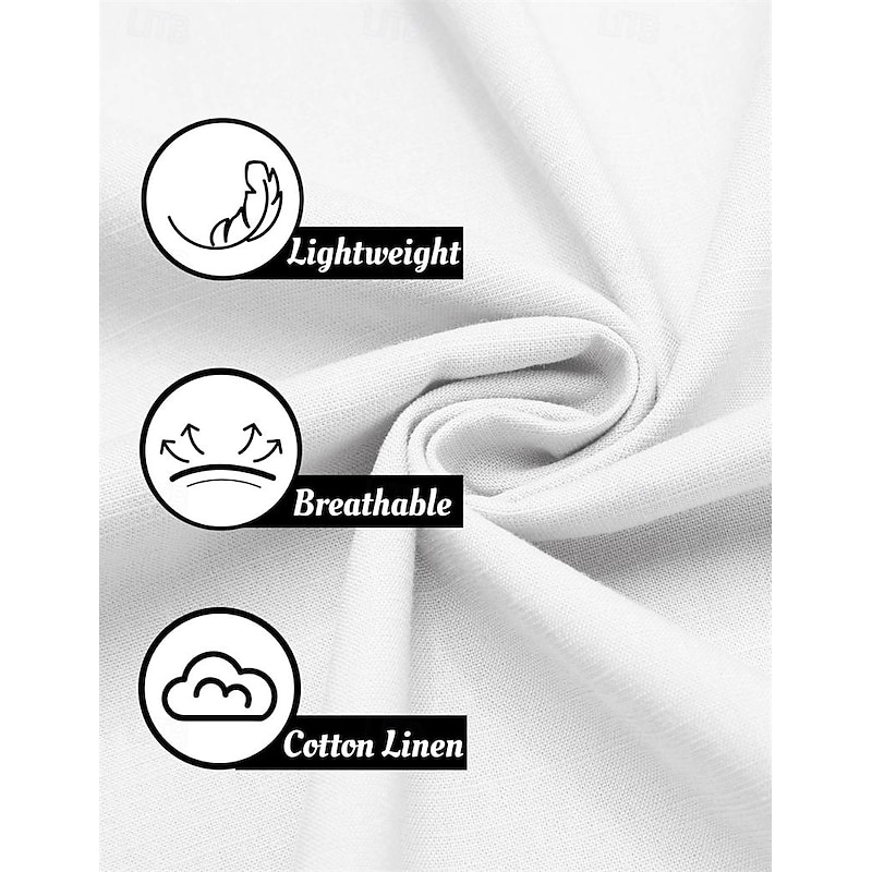 Men's Shorts Linen Shorts Summer Shorts Buttons Front Pocket Straight Leg Plain Comfort Breathable Knee Length Outdoor Vacation Party Fashion Basic Black White2