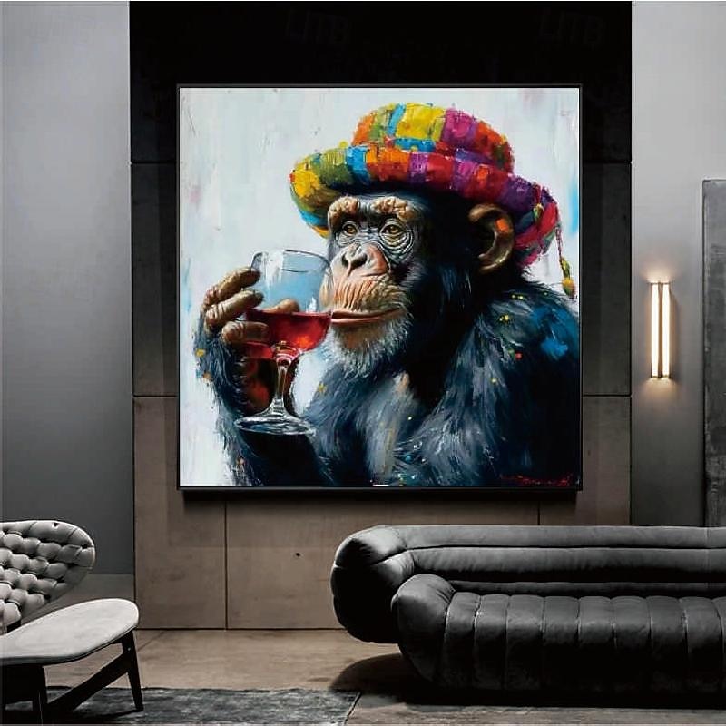 Hand painted  Monkey Animal Oil Painting handmade Textured Canvas Art Monkey Animal Art Hanmade Painting Modern painting for Living Room Wall Decor2