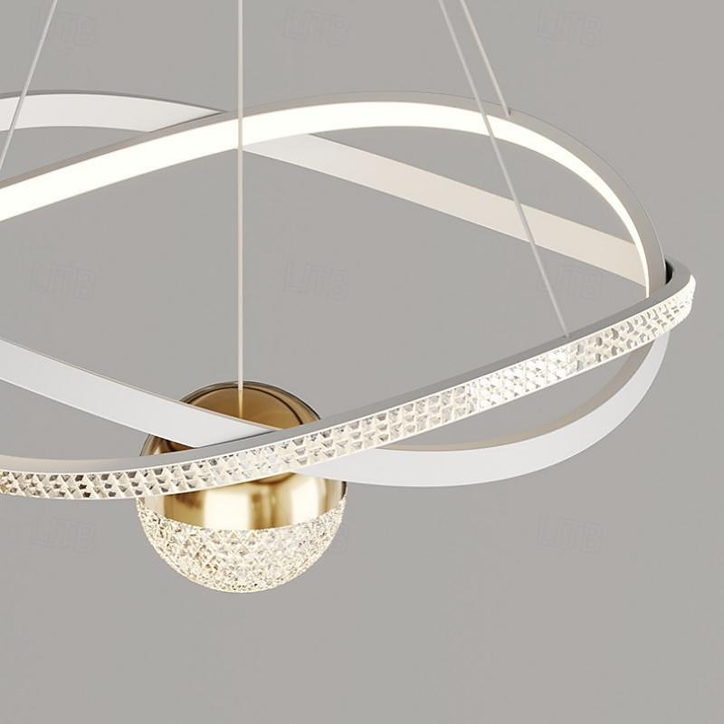 Modern Crystal LED Chandelier for Living Room Dining Bedroom Home Changeable Gold Circle Ring Hanging Pendant Light4