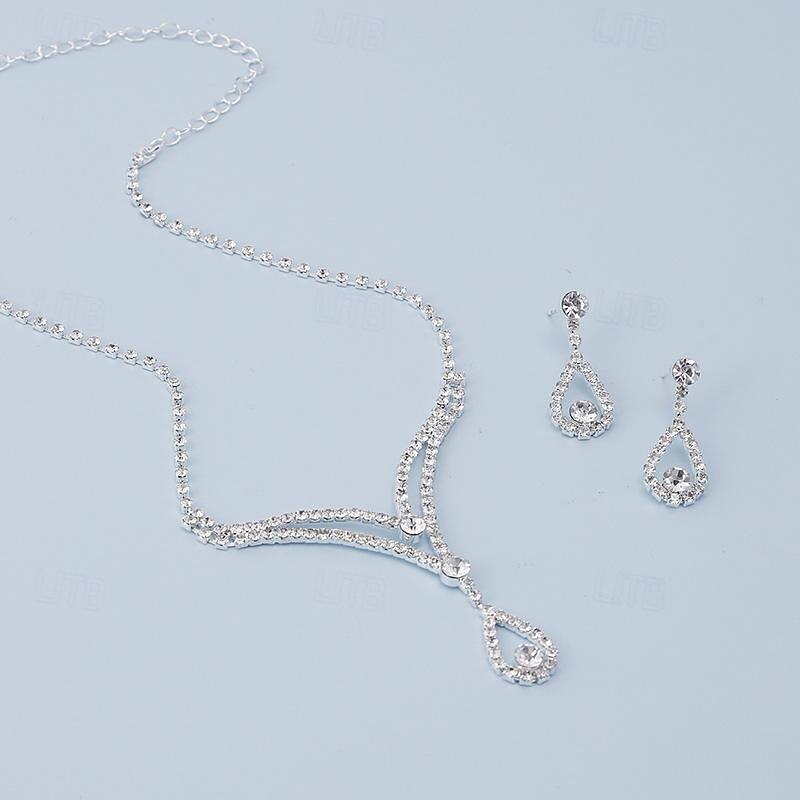 Bridal Jewelry Sets One-piece Suit Alloy Earrings Necklace Women's Luxury Cute Joy Geometric Jewelry Set For Party3