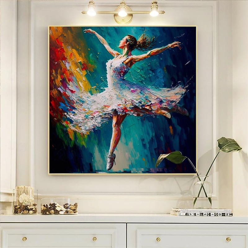 Oil Painting Handmade Hand Painted Square Wall Art Impression Dancer Canvas Painting Home Decoration Decor Stretched Frame Ready to Hang2