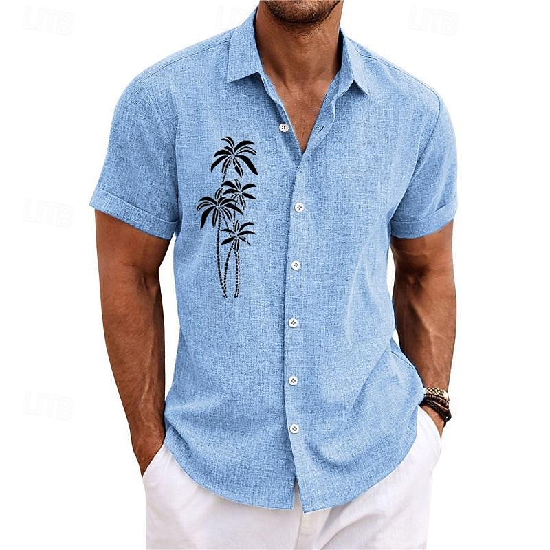 Men's Coconut Tree Tropical Plants Shirt Summer Hawaiian Shirt Aloha Shirt Short Sleeves Shirt Turndown Fashion Streetwear Designer Outdoor Street Casual B H I S M L2