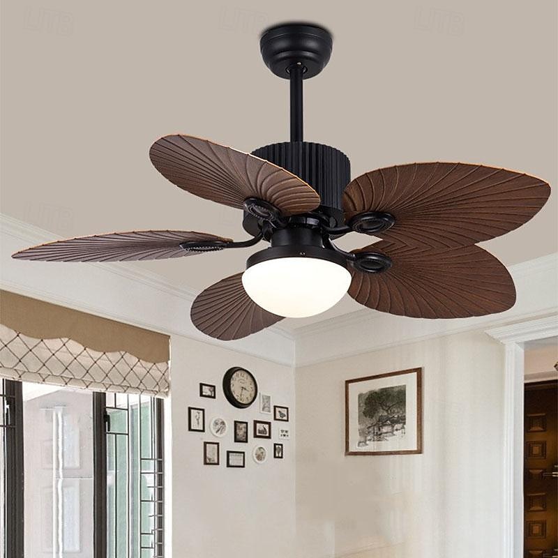 Farmhouse Ceiling Fan With Light And Remote Control 108/130cm Industrial Style Metal Glass Rustic Brown Ceiling Fan With Reversible Motor 110-240V2