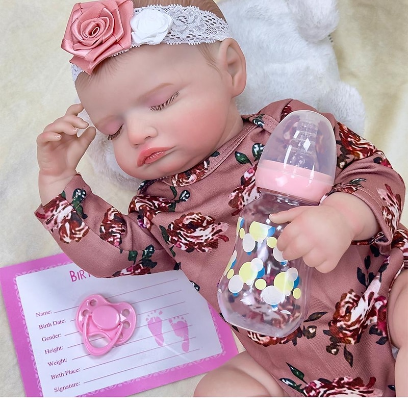 18 inch Reborn Doll Baby & Toddler Toy Reborn Toddler Doll Doll Reborn Baby Doll Baby Baby Girl Reborn Baby Doll Newborn lifelike Gift Hand Made Non Toxic Vinyl W-001 with Clothes and Accessories for3