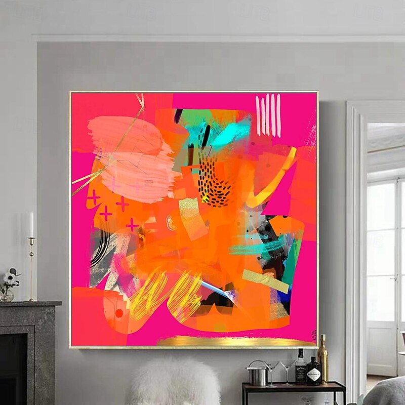 Mintura Handmade Bright Colorful Oil Paintings On Canvas Wall Art Decoration Modern Abstract Large Picture For Home Decor Rolled Frameless Unstretched Painting
