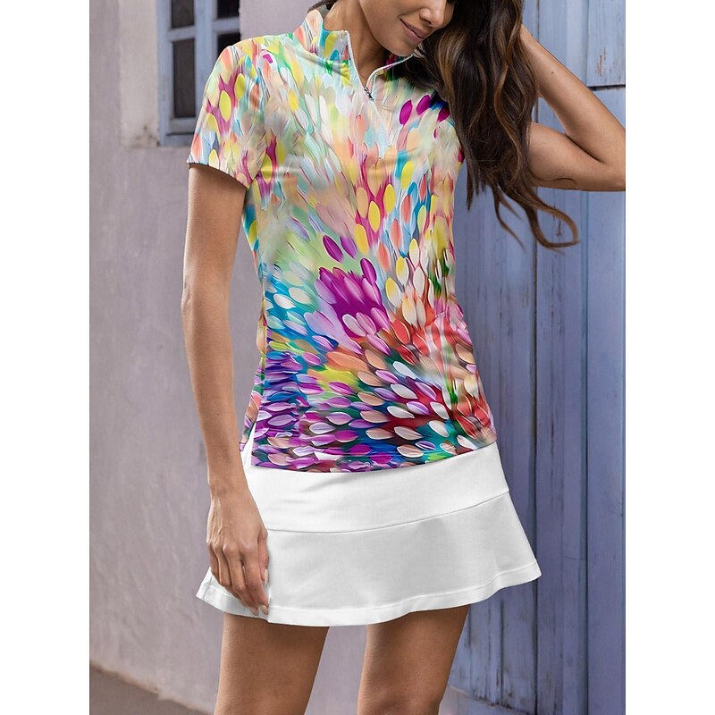 Women's Golf Polo Shirt Yellow Short Sleeve Top Ladies Golf Attire Clothes Outfits Wear Apparel4