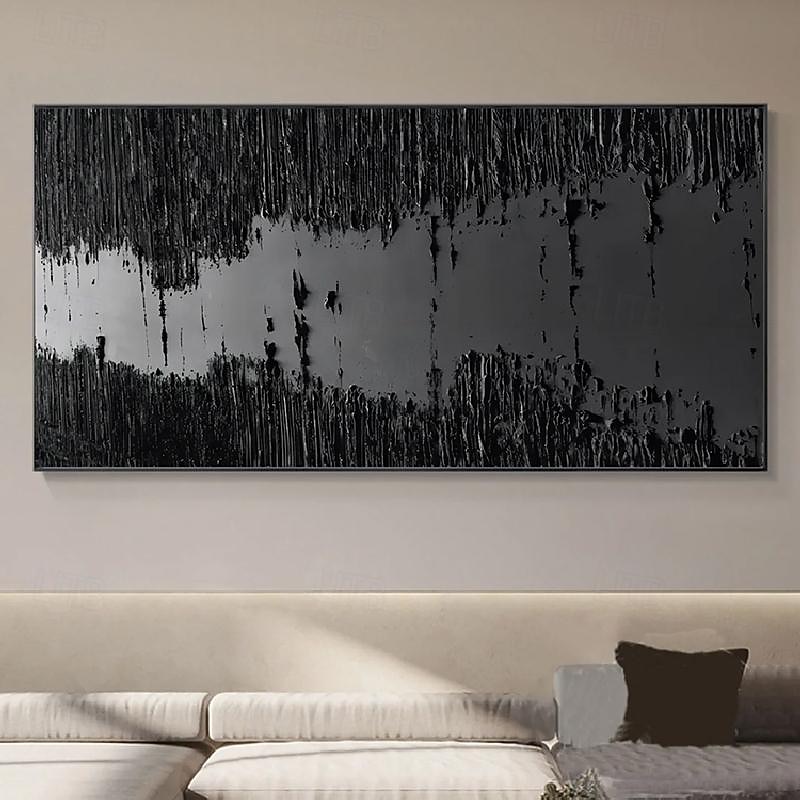 Dark Side of the Moon Wall Art Black Painting Handpainted Oil Painting 3D Textured canvas wall Art Living Room Decoration4