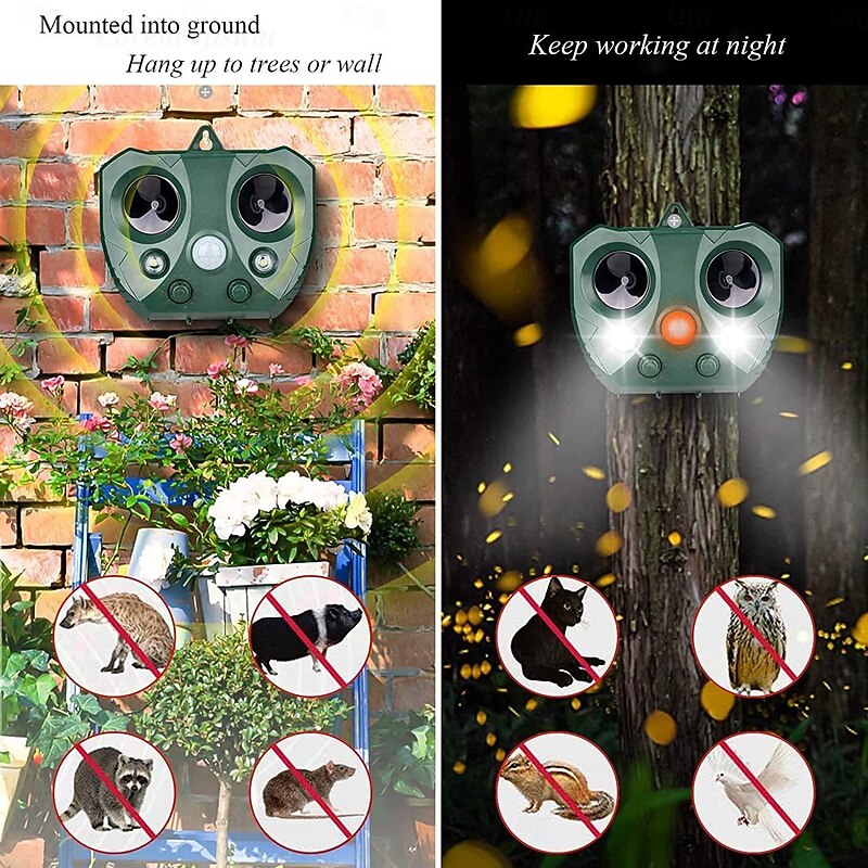 Solar Powered Ultrasonic Animal and Bird Repeller Waterproof Animal Deterrent LED Light Alarm for Orchard/Greenhouse/Vegetable Garden4