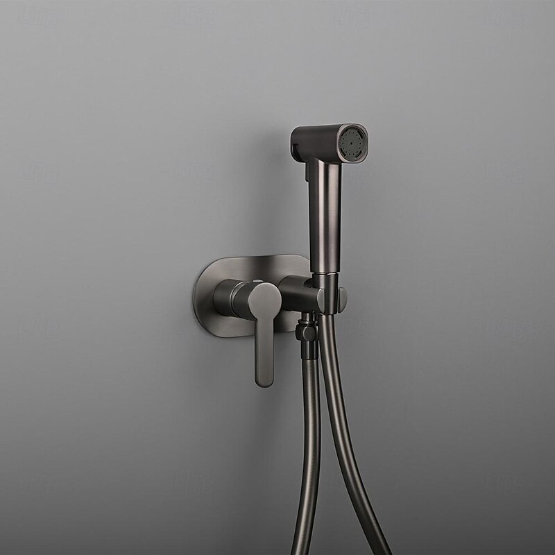 Brushed Grey Bidet Sprayer set wall Bidet shower Hot And Cold bidet Bathroom Solid Brass Shattaf Shower Faucet mixer tap2