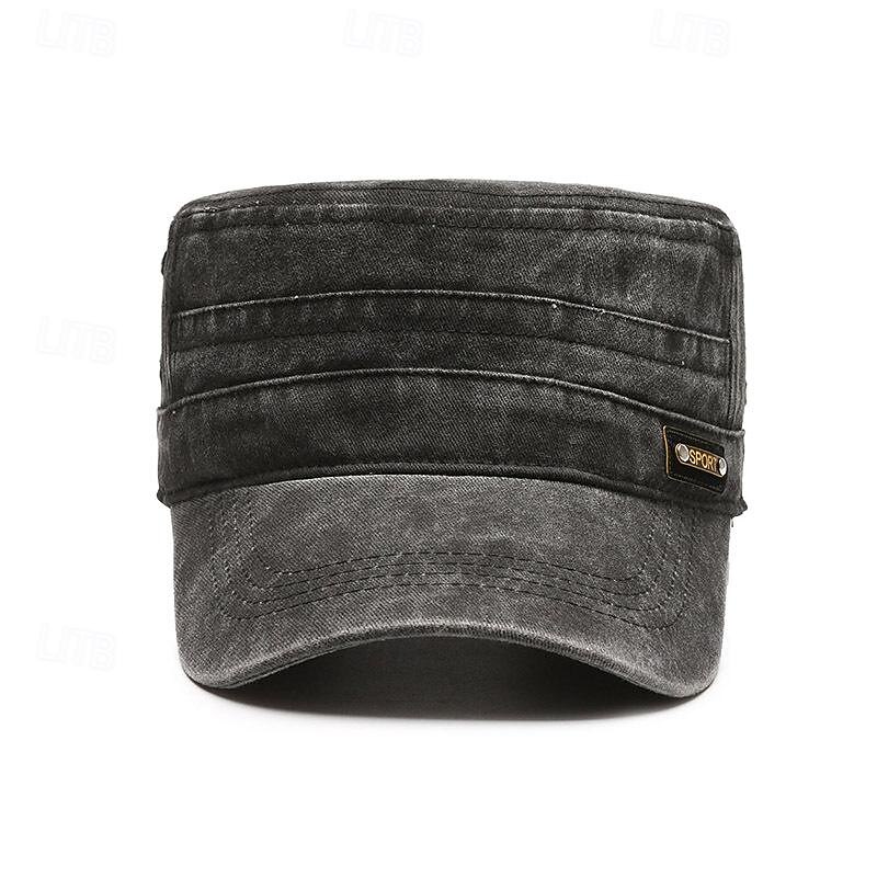 Men's Flat Cap Baseball Cap Military Cap Cadet Hat Black Brown Polyester / Cotton Blend Vintage Fashion Casual Street Daily Plain Adjustable Sunscreen Breathable 7