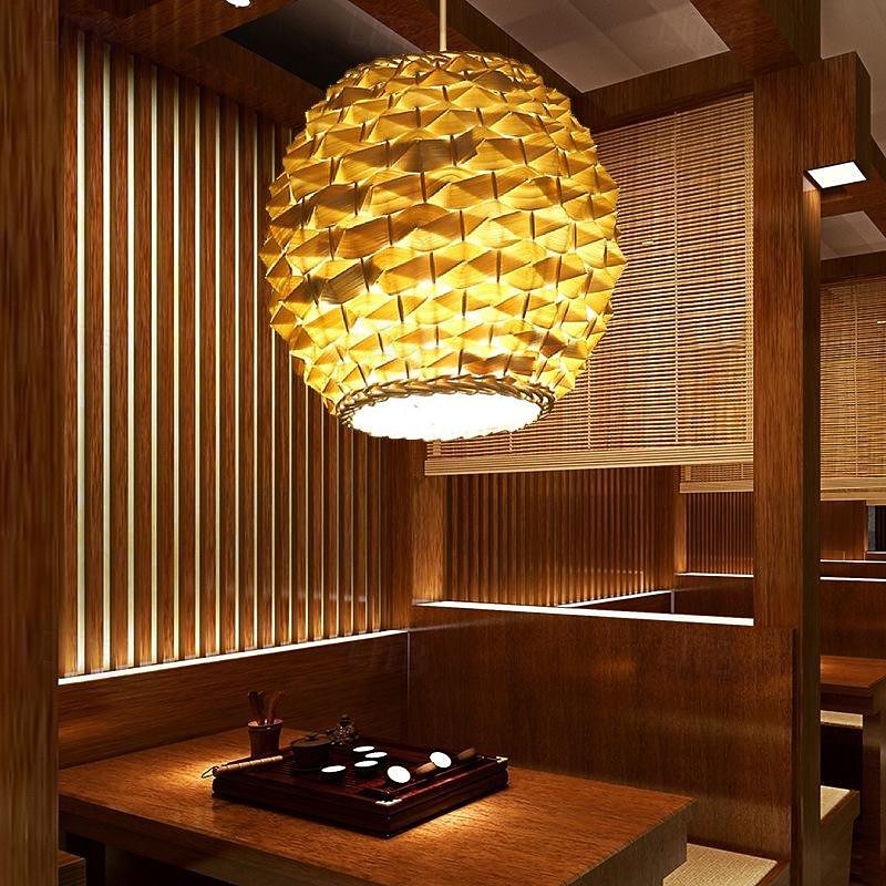 LED Pendant Light Modern Rattan Weaving Pineapple 1-Light Pendant Light 110-240V