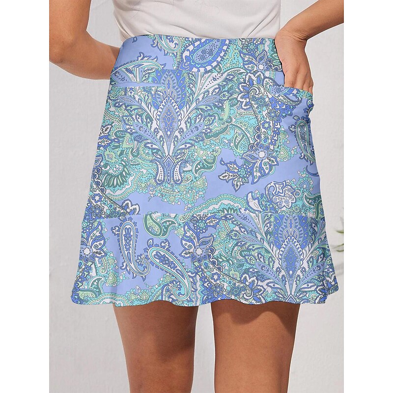 Women's Golf Skirts 17inch Pickleball Light Blue Bottoms Paisley Ladies Golf Attire Clothes Outfits Wear Apparel3