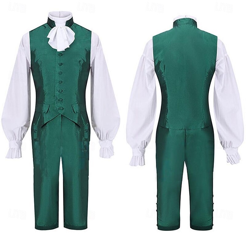 Rococo Renaissance Vacation Dress Outfits Prince Alexander Hamilton Nobleman Fancy Dress Men's Royal Halloween Carnival Masquerade Musical Theatre Carnival of Venice Adults Coat Vest Blouse3