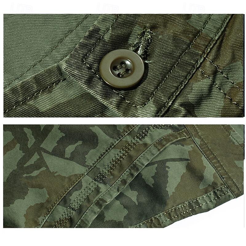Men's Tactical Shorts Cargo Shorts Shorts Button Multi Pocket Plain Wearable Short Outdoor Daily Going out Fashion Classic Army Green Khaki4