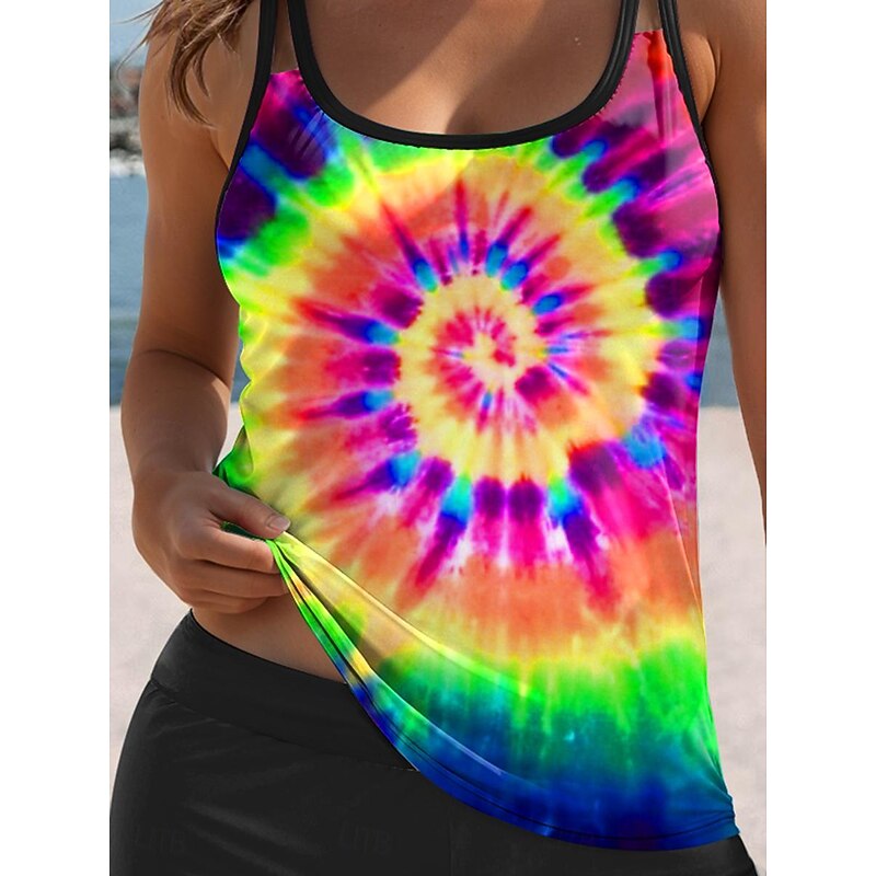 Women's Swimsuits Tankini Two Piece Swimsuit Tie Dye Vacation Tie Dye Gradient3