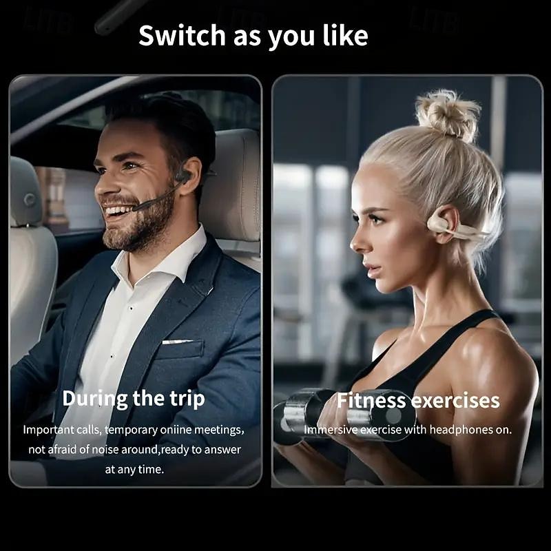 2024 Latest Original ENC Air Conduction Headset Open-Ear StereoWireless Headset With Air-Canceling Boom Microphone OnlineMeeting/Online Teaching/Office Home Business/Driving2