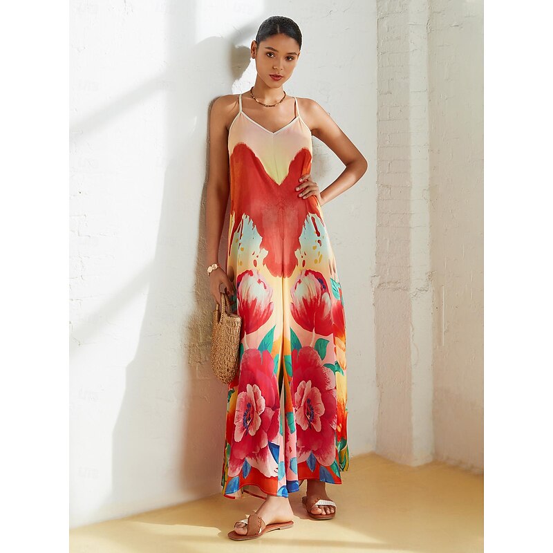 Satin Floral Print Wide Legged Jumpsuit4