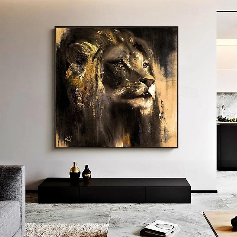 Hand painted Colorful Animal Canvas Lion  painting Wall Art art Artistic Animal Decor Lion painting Handmade Lion Oil Painting for living room artwork