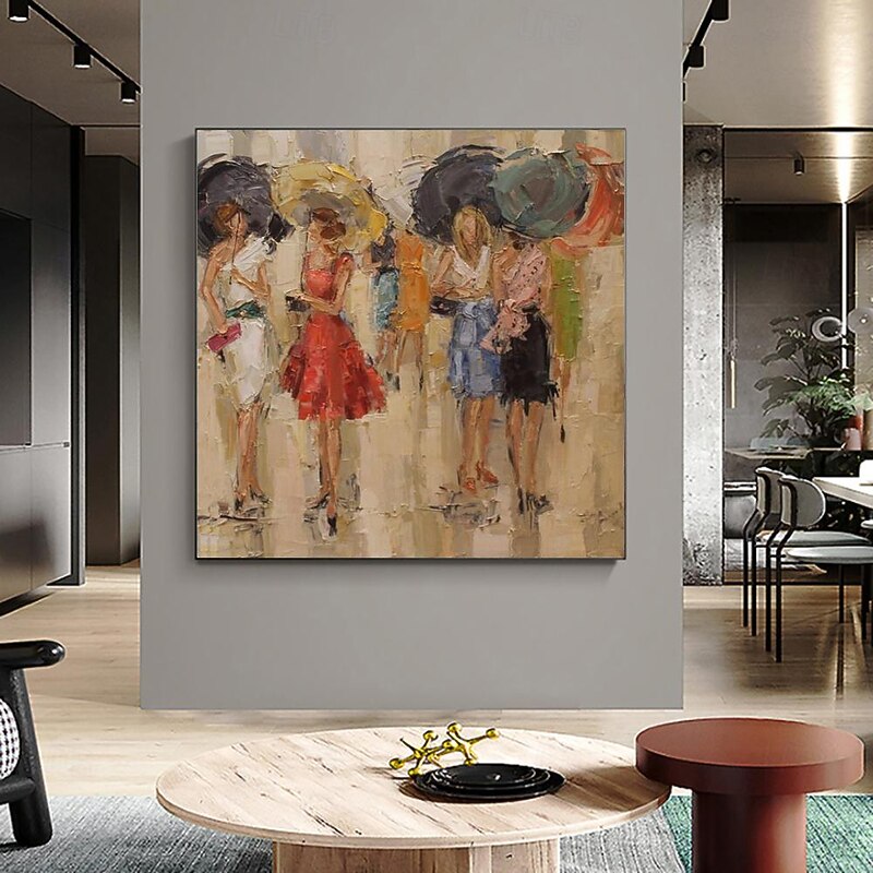 Handmade Oil Painting Canvas Wall Art Decoration Modern Abstract Figure Street fashion Woman for Home Decor Rolled Frameless Unstretched Painting3