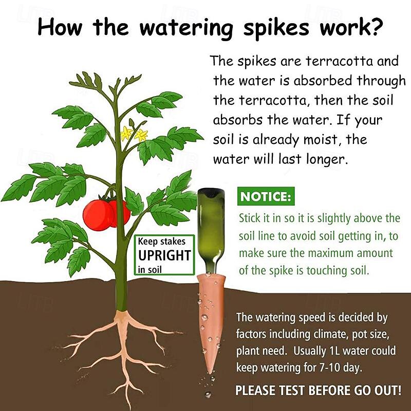 4 Pack Plant Watering Devices Terracotta Vacation Plant Waterer Wine Bottle Watering Stakes Slow Release Plant Watering Spikes Perfect Self Watering Devices for Indoor Outdoor Plants3